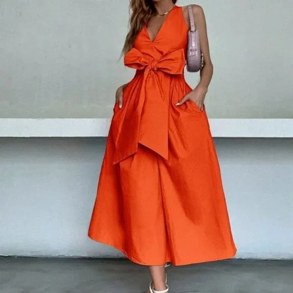 Sunshine orange bow dress - Picture 2 of 6